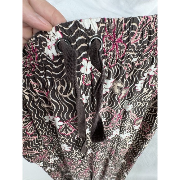 Denim 24/7 Women's‎ 22W Rayon Floral Wide Leg Pants Drawstring Waist Boho Brown - Picture 5 of 11